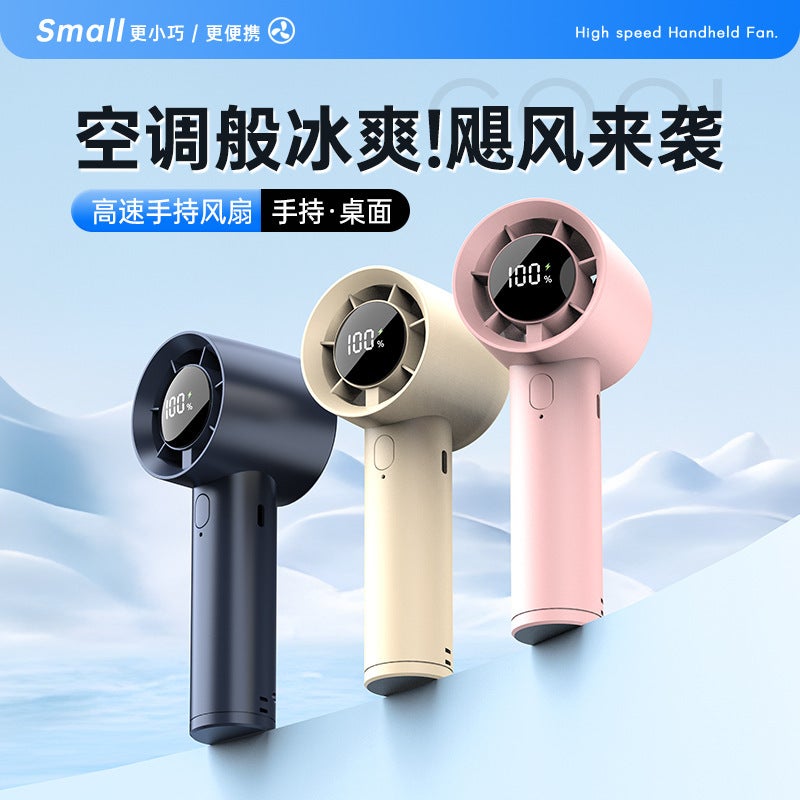 New High-Speed Small Fan Portable Student Desktop Fan Outdoor Usb Digital Display Handheld Small Fan - Image 3